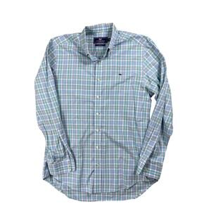 Vineyard Vines Mens Size M Slim Fit Whale Shirt Plaid Blue Green Pink Button Up
